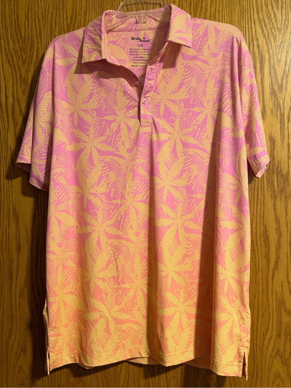 Men's Pink Floral-Print Polo Golf Shirt